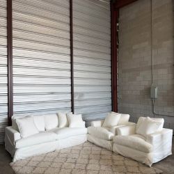 Grandin Road Ava Slipcovered Set – Sofa + 2 Chairs | White