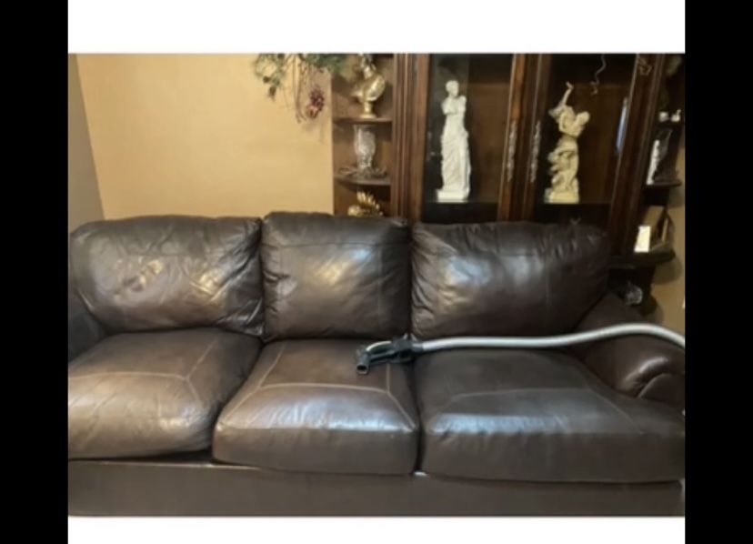 Leather Couch $reduced To $200 . From 300. Only Cash