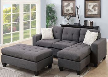 New Grey 3 Piece Sectional Sofa F6920