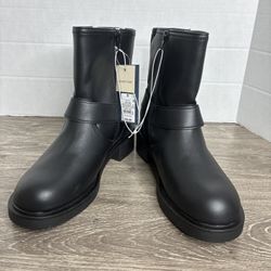 Universal Thread NWT Black Ankle Boots Buckle 8.5 Moto Goth