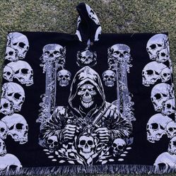Santa Muerte Alpaca Poncho