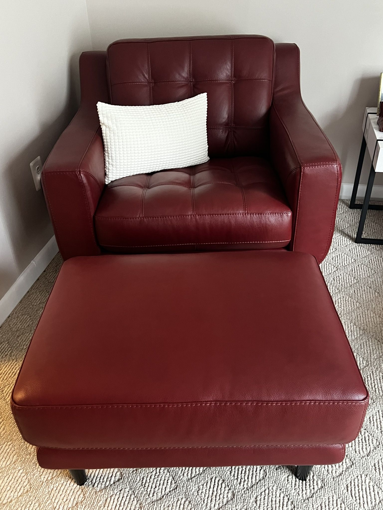 Reda Leather Metropolis 2-Piece Chair & Ottoman Set