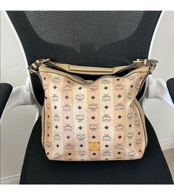 🔥MCM Beige Visetos Limited  Edition 2-Way Bag