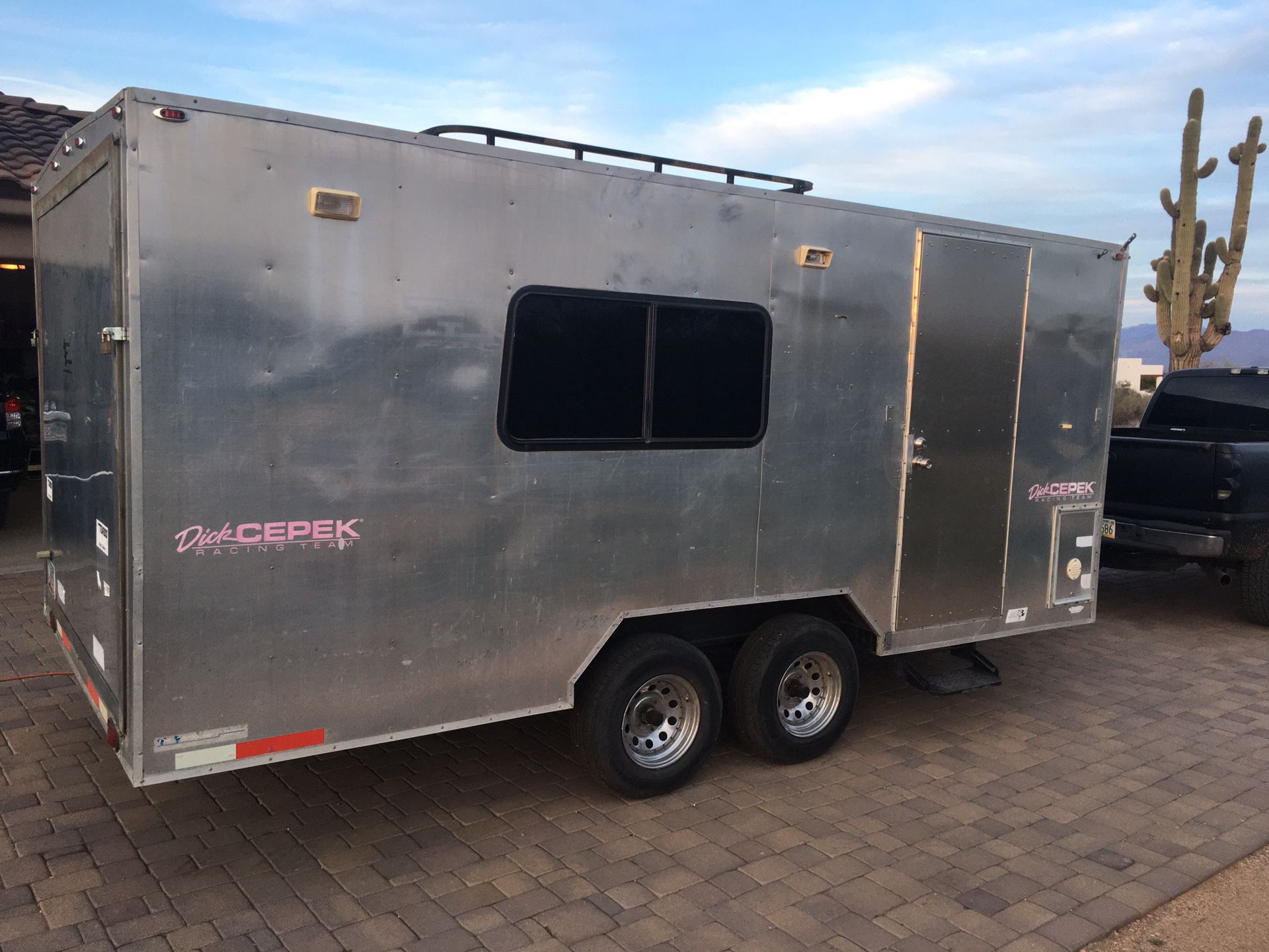 Cargo box toy hauler camping trailer