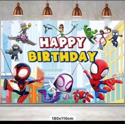 Spider-man Backdrop Banner Birthday Party, Spidey and his Friends Spiderman