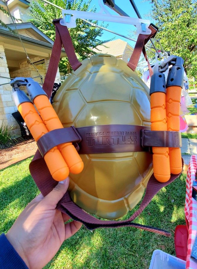 TMNT Teenage Mutant Ninja Turtles Costume Michelangelo Turtle Shell Nunchucks