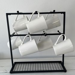 Metal Mug Holder Rack – Countertop Coffee Mug Tree (Holds 14)