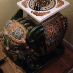  1960's Vintage Majolica Ceramic Elephant From Vietnam