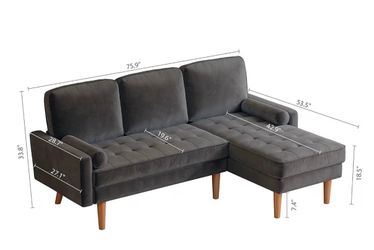Modern gray sectional sofa with chaise lounge