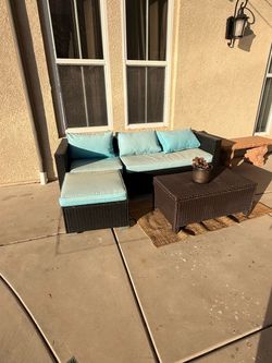 Outdoor Wicker Patio Sectional Set with Ottoman