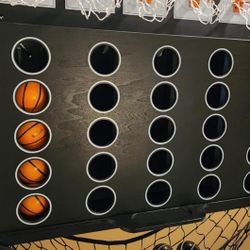 SWOOC Games - Low Post Lineup | Wall Mounted Giant Basketball 4 in A Row w/ 5+ Games | Basketball Hoop for Room Wall Games | Game Room Games | Mini Ba