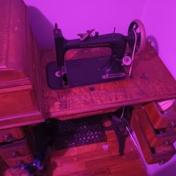 Antique "New England Queen" Sewing Table With Attachments 