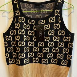 Black / Brown Knitted Sleeveless Top 