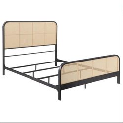 Lanewood Open Cane Webbing Metal Queen Bed Black
