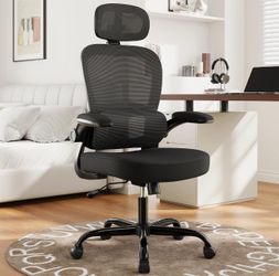 Ergonomic Office Chair 330 lb with Wheels, Lumbar Support & Headrest Flip-Up Arms,Back Support,Gaming chairs,Breathable Mesh,2D Headrest