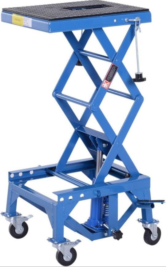 DURHAND 300 lbs Hydraulic Motorcycle Scissor Jack Lift Foot Step Wheels for Small Dirt Bikes And Motorcycles