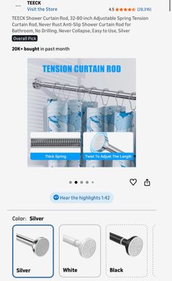 Brand New Adjustable Shower Curtain Rod (27–80 in) – No Drilling – Silver
