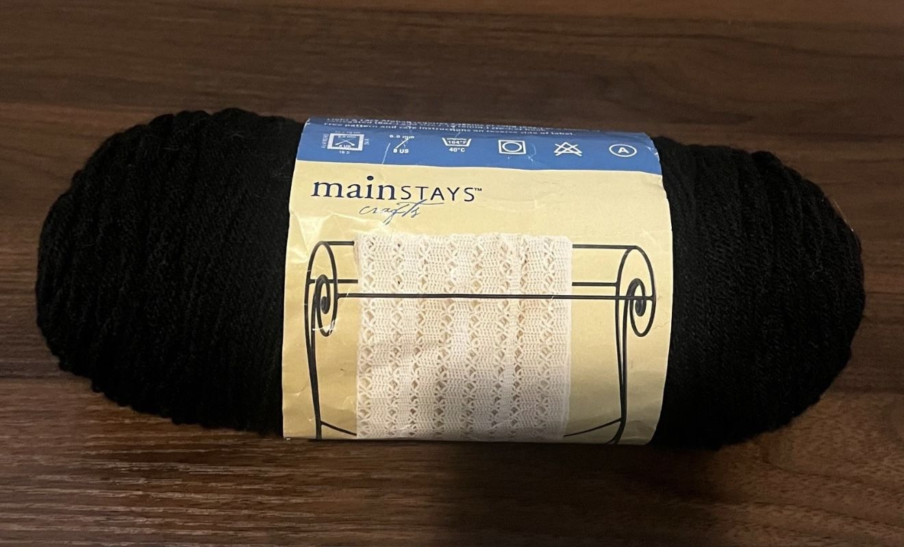 Mainstays Acrylic Yarn, 8 oz ~ 1 Skein Worsted Weight Black Yarn