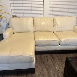 Ethan Allen Leather Couch 