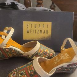 Vintage LA Belle Originals Patterned Wedge Sandals 