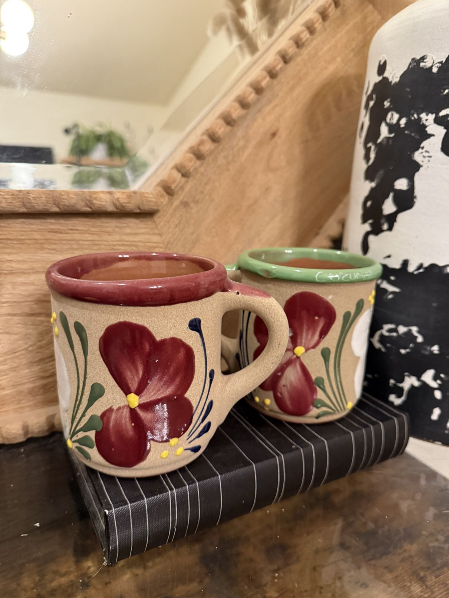 Hand painted Clay Mugs With Flowers
