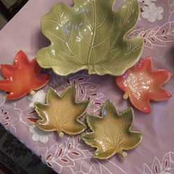 Fall Leaf Salad Bowl & Decor Leafs