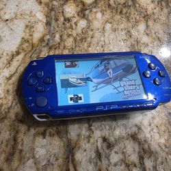 Playstation Psp Blue 1000 Phat Mod--ded Video Game Console 