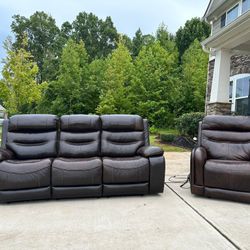 Genuine Leather Power Reclining Set (Delivery Available)