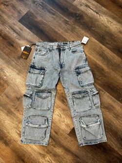 Copper Rivet Denim Cargo Jeans 34x30