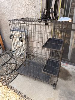 Large Wire Pet Cage with Casters 3 tiers