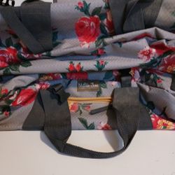 Matilda Jane Keep On Rolling Duffle Bag Gray Floral Luggage Overnight Carryon 