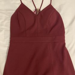 City Triangles maroon dress with lace back and slit