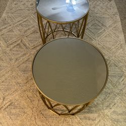 New Gold Mirror End Table Set Of 2