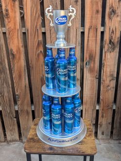 Bud Light "Up For Whatever" 3-Tier Aluminum Bottle Trophy Display Centerpiece