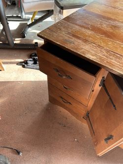 Antique Folding Table With Cabinet