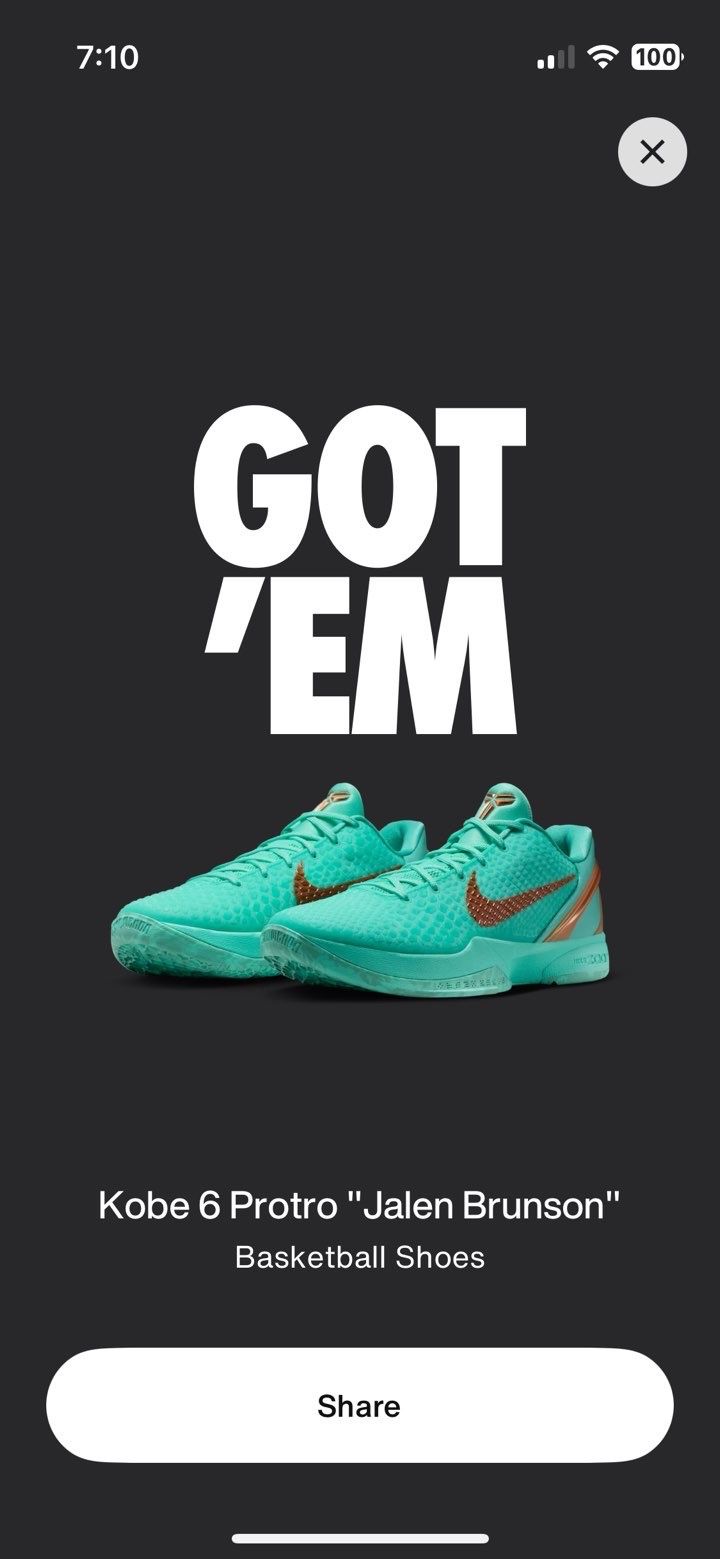 Kobe 6 Protro “Jalen Brunson” Statue Of Liberty Size 13