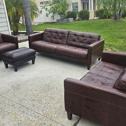 Leather Sofa, Loveseat, Chair & Ottoman