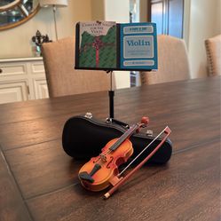 American Girl Doll Violin, Case, Stand, Sheet Music