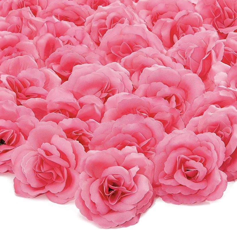 50 Pack | Pink Rose 3 Inch Silk Flower Heads Wedding Bouquet Centerpiece Decor - New