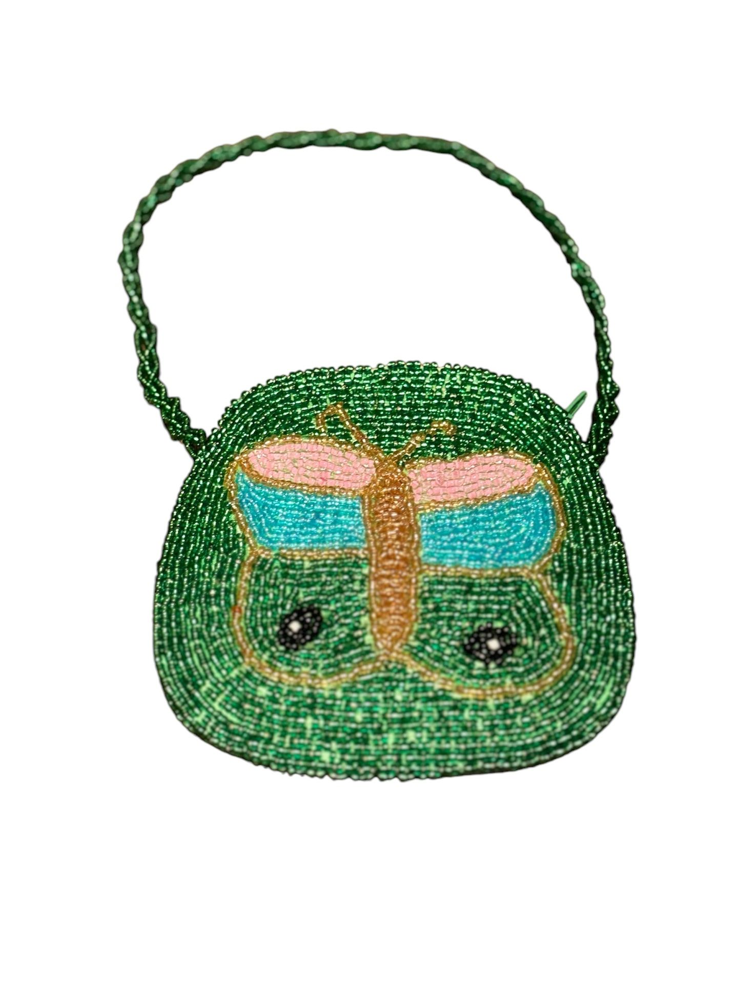 Beaded Butterfly Coin Purse and Strap
