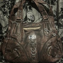 Large Brown Leather Bag Gothic Baggy Aesthetic 