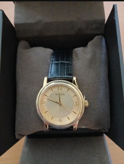 Bulova Men's Wristwatch 97A70 With Black Leather Strap