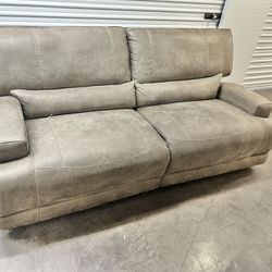 Like New 6 Months Old Microsuede Electric Dual Reclining Couch With Dual Usb 