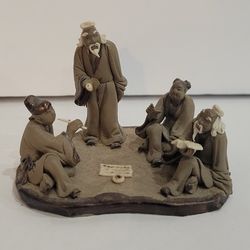 Vintage Chinese Miniature Figurine – Scholars Playing Weiqi (Go)