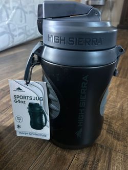 HIGH SIERRA, [BPA FREE] 64 OZ Insulated Water Jug, [Silicone Spout NO MORE TEETH BUMPS] Built-in Fence Anchor, Keeps Iced Water Cold for Hours, EXTRA 