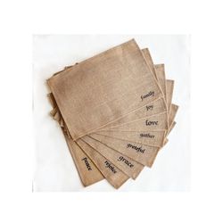 8 Table Placemats for Rustic Dining Decor, Natural Woven Jute Burlap Set