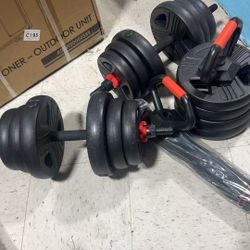 ❤️‍🔥 Adjustable Dumbbell Set, 90 lbs — Free Weight Set with Connector — 5-in-1 Dumbbell Set (Dumbbells, Kettlebell, Barbell, Weight Plates) 90