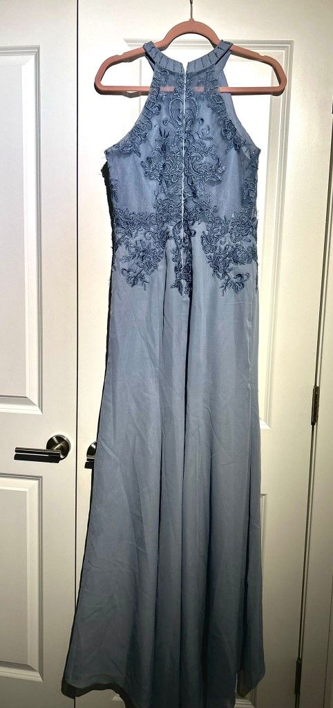β¨ Elegant Blue-Grey Evening Gown β¨