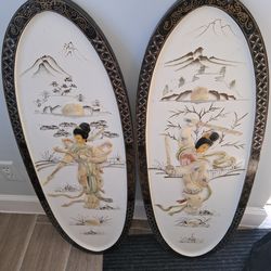Geisha Oval Wall Art Panels