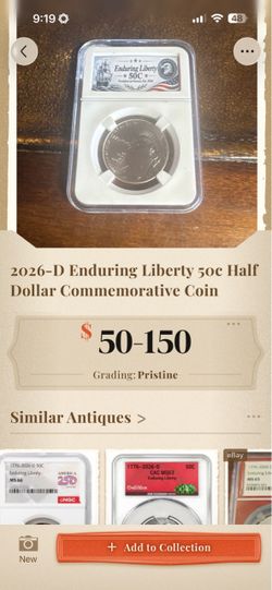 Enduring Liberty 50C Commemorative Coin Slab